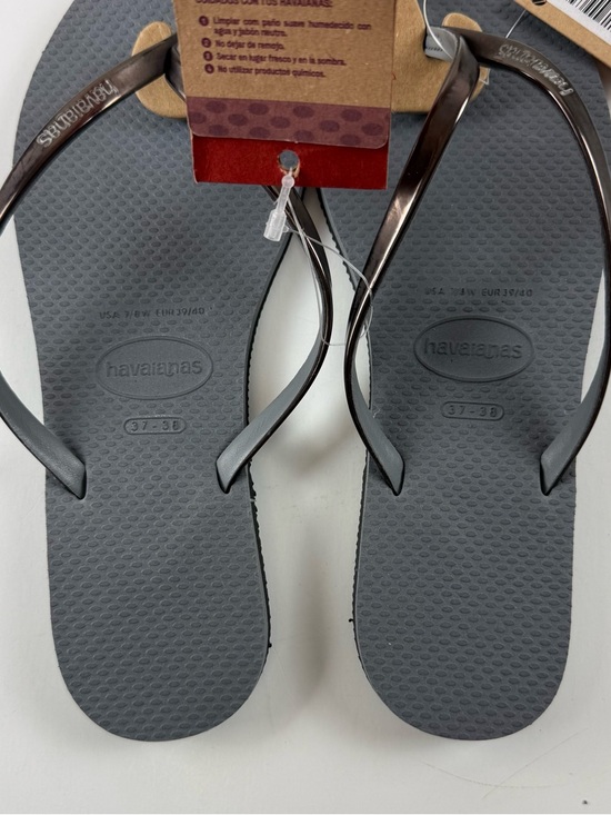 Havaianas Sandals Gray Steel Metallic Graphite Womens 7/8W Flip Flops Thong NWT - Picture 5 of 11